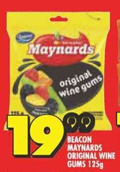 Shoprite BEACON MAYNARDS ORIGINAL WINE GUMS 125g offer