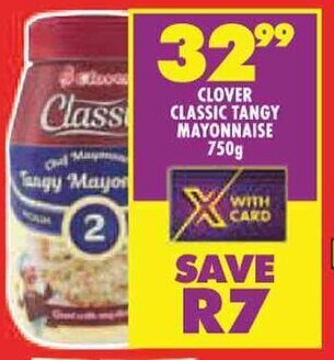 Shoprite CLOVER CLASSIC TANGY MAYONNAISE 750g offer