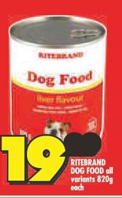 Shoprite RITEBRAND DOG FOOD all variants 820g offer