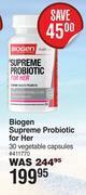 Dis-Chem Biogen supreme probiotic for her 30 vegetable capsules offer