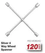 Silver 4 way wheel spanner fed.vic80/4c-each