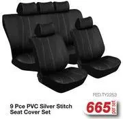 AutoZone 9 pce pvc silver stitch seat cover set fed.ty2253-per set offer