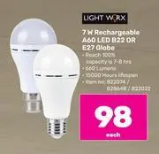 Game Lightworx 7w rechargeable a60 led b22 or e27 globe-each offer