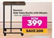 Game Dawson side table rustic with wheels offer