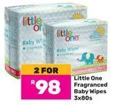 Game Little one fragranced baby wipes 3 x 80s-for 2 offer