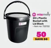 Game Miss molly plastic bucket with lid black offer
