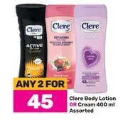 Game Clere body lotion or cream assorted-for any 2 x 400ml offer