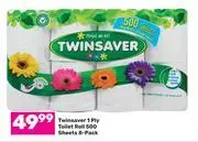 Game Twinsaver 1 ply toilet roll 500 sheets-8 pack offer