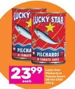 Game Lucky star pilchards in tomato sauce or hot chilli-400g each offer