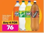 Game Fanta, stoney, sprite soft drinks assorted-for any 4 x 2l offer