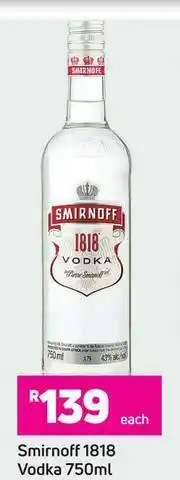 Game Smirnoff 1818 Vodka-750ml Each offer