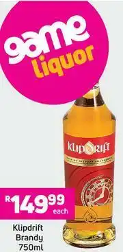 Game Klipdrift Brandy-750ml Each offer