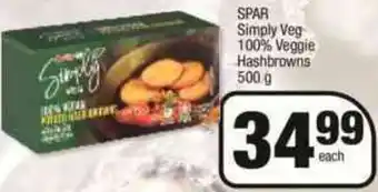 Spar Spar Simply Veg 100% Veggie Hashbrowns 500g offer