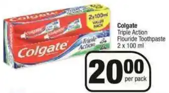 Spar Colgate Triple Action 2 x 100ml offer