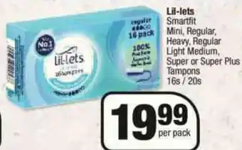 Spar Lil-Lets Smartfit 16/20s offer