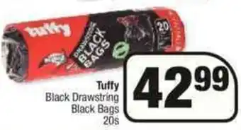 Spar Tuffy Black Drawstring Black Bags 20's offer
