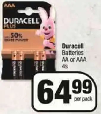 Duracell Batteries AA or AAA 4s