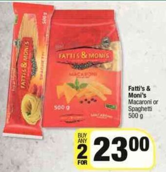 Spar Fatti's & Moni's Macaroni or Spaghetti 500g offer