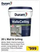 Builders Warehouse Duram wall & ceiling-20l offer