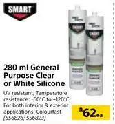 Builders Warehouse Smart general purpose clear or white silicone-280ml each offer