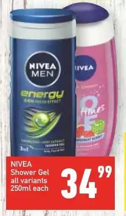 Shoprite NIVEA Shower Gel all variants 250ml each offer