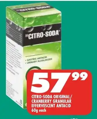 CITRO-SODA ORIGINAL/ CRANBERRY GRANULAR EFFERVESCENT ANTACID 60g each