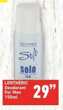 Shoprite LENTHÉRIC Deodorant For Men 150ml offer