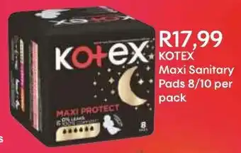 Shoprite KOTEX Maxi Sanitary Pads 8/10 per pack offer