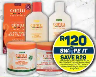 Cantu Rinse-out Conditioner, Extra Hold Hair Gel Moisturising Cream Shampoo 400ml, Leave-in Conditioner or Treatment 173g