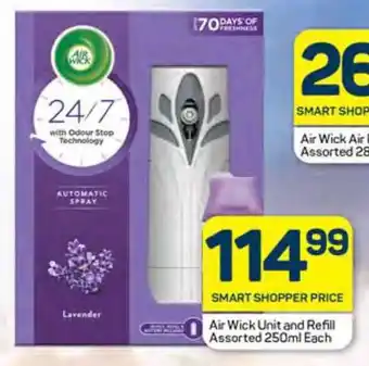 Pick n Pay Air Wick Unit and Refill Assorted 250ml Each offer