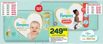 Pick n Pay Pampers Premium Care Disposable Nappies or Pants Value Pack Assorted Per Pack offer