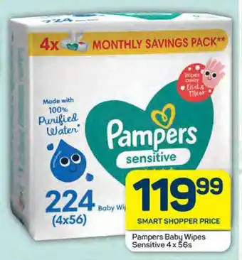 Pick n Pay Pampers Baby Wipes Sensitive 4 x 56s offer