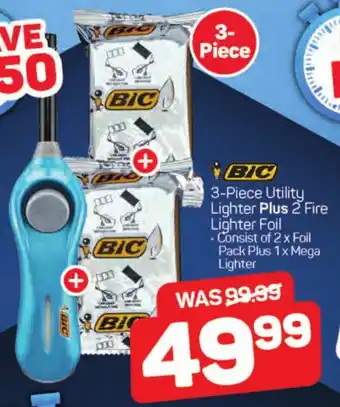 Pick n Pay BIC 3-Piece Utility Lighter Plus 2 Fire Lighter Foil offer