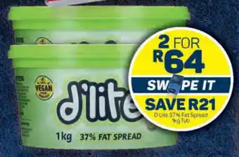 Pick n Pay D'Lite 37% Fat Spread 1kg Tub offer
