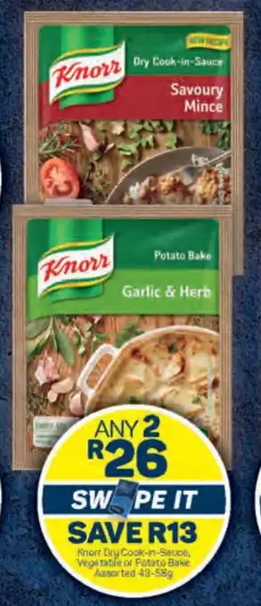 Pick n Pay Knorr Dry Cook-in-Sauce, Vegetable or Potato Bake Assorted 43-58g offer