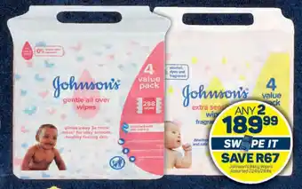 Pick n Pay Johnson's Baby Wipes Assorted 224/288s offer
