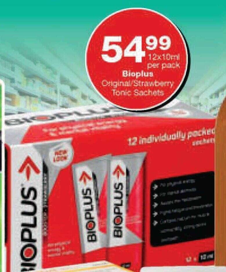 Bioplus Original/Strawberry Tonic Sachets 12x10ml per pack offer at