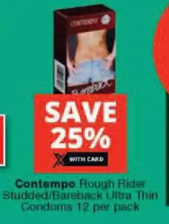 Checkers Contempo Rough Rider Studded/Bareback Ultra Thin Condoms 12 per pack offer