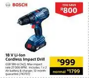 Builders Warehouse Bosch 18v li-ion cordless impact drill offer