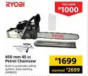 Builders Warehouse Ryobi 450mm 45cc petrol chainsaw offer