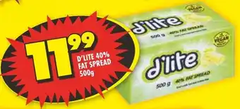 Shoprite D'LITE 40% FAT SPREAD 500g offer