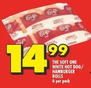 Shoprite THE SOFT ONE WHITE HOT DOG/HAMBURGER ROLLS 6 per pack offer