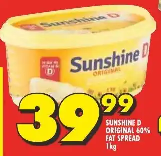 Shoprite SUNSHINE D ORIGINAL 60% FAT SPREAD 1kg offer