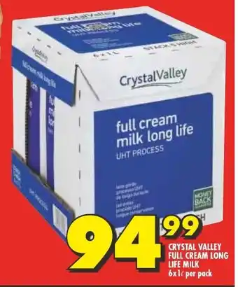 Shoprite CRYSTAL VALLEY FULL CREAM LONG LIFE MILK 6x1L per pack offer