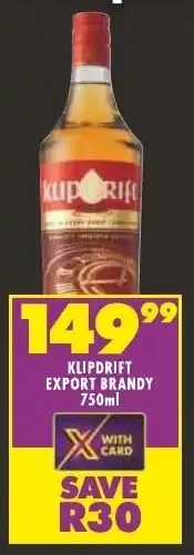 Shoprite KLIPDRIFT EXPORT BRANDY 750ml offer