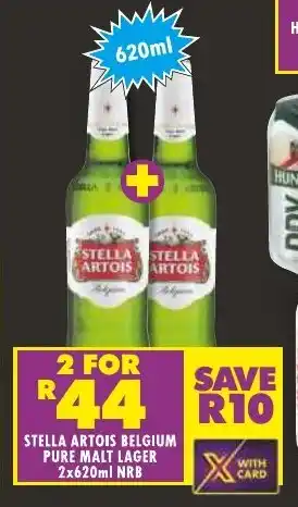 Shoprite STELLA ARTOIS PURE MALT LAGER 2x620ml NRB BELGIUM offer