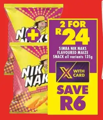 Shoprite SIMBA NIK NAKS FLAVOURED MAIZE SNACK all variants 135g offer