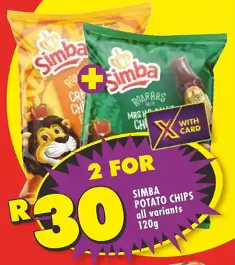 Shoprite SIMBA POTATO CHIPS all variants 120g offer