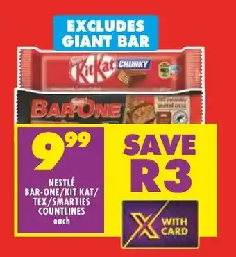 Shoprite NESTLÉ BAR-ONE/KIT KAT/ TEX/SMARTIES COUNTLINES each offer