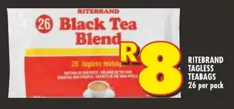 Shoprite RITEBRAND TAGLESS TEABAGS 26 per pack offer